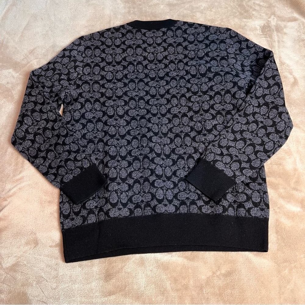 COACH 100% Wool Oversized 'Rexy' Black and Grey Crewneck Sweater - Size XXS - Picture 9 of 13